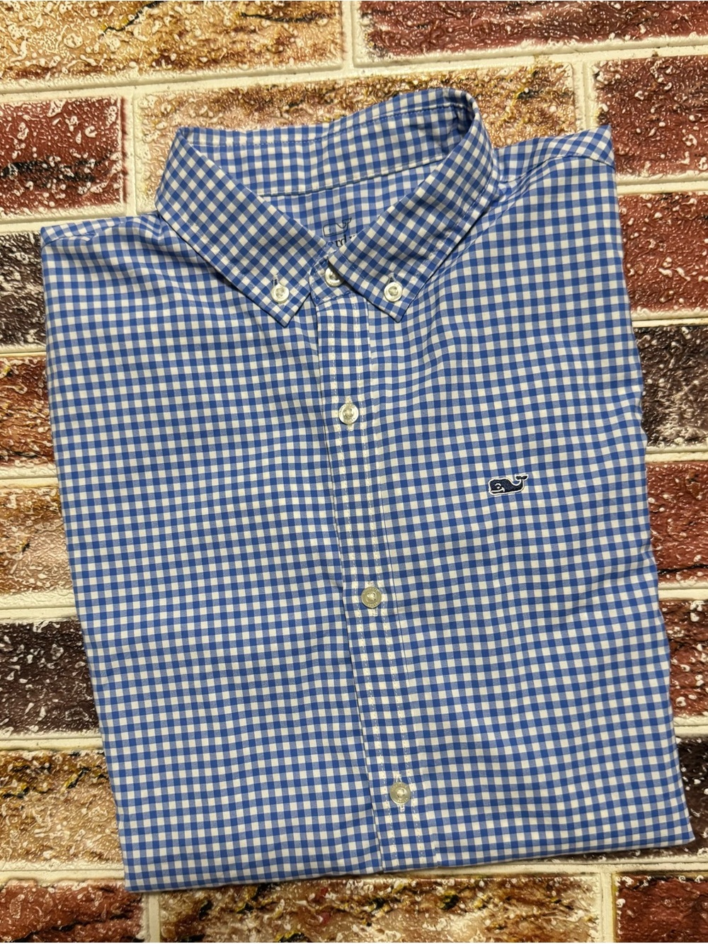 Vineyard Vines Performance Button Down Shirt Boys Large L 16 blue white